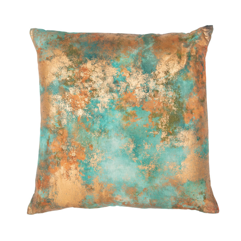 Equilibrium Abstract Linen Blend Throw Pillow, Turquoise/Copper Abstract