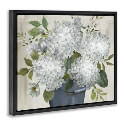 "Country hortensia", art mural encadré sur toile flottante par Nan