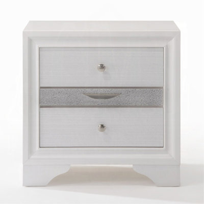 Contemporary White Finish Storage Drawers Nightstand Wooden Bedroom Furniture 1pc