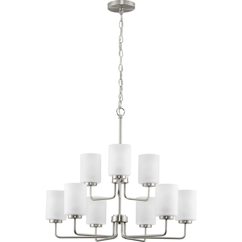 Lustre classique à 9 lumières avec abat-jour, Nickel brossé