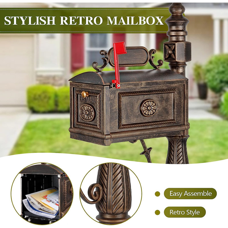 Bronze Cast Aluminum Decorative Pedestal Mailbox