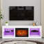 Meuble télé 66 po pour téléviseur de 75 po ou moins, console multimédia avec lumières DEL et foyer électrique-1571258218