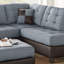 Canapé modulaire contemporain en polyfibre gris avec coussins en tissu capitonné et réversible 3 pièces