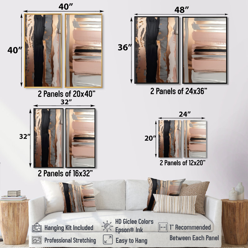 Art mural moderne rose I et formes contemporaines I - brun, H 20 po x l 24 po, Impression encadrée flottante, Noir
