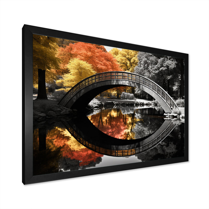 Orange pont, spectre monochrome - impression, H 30 po x l 40 po x P 1,5 po, Cadre photo noir