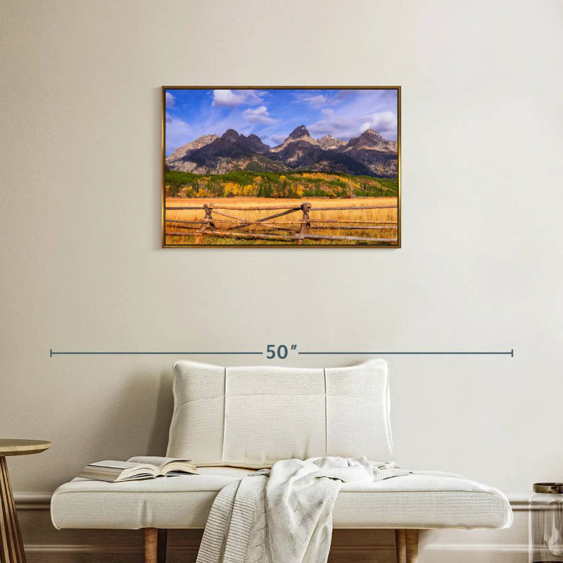 Paysage de Grand Teton, Cadre flottant doré, 31 po x 21 po