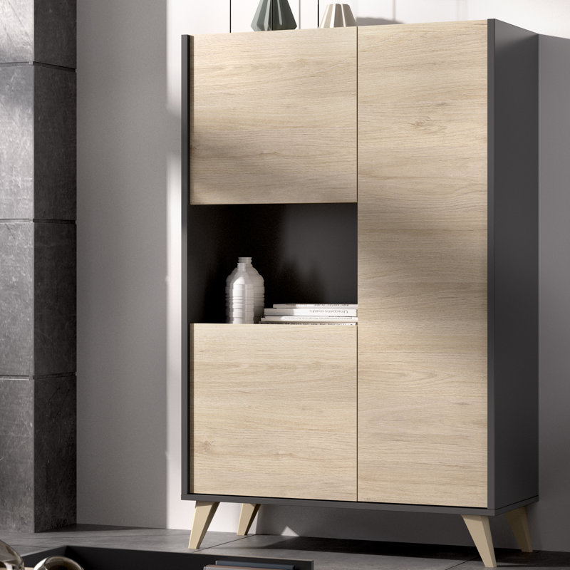 Anvi Display Cabinet, Graphite/Natural Oak