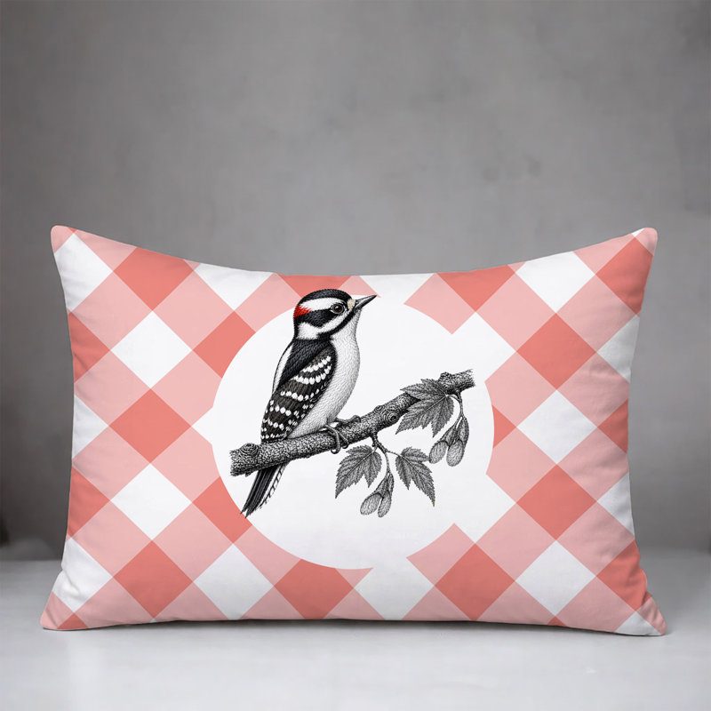 Oreiller réversible intérieur / extérieur Wood Pecker, 25x18, Peach