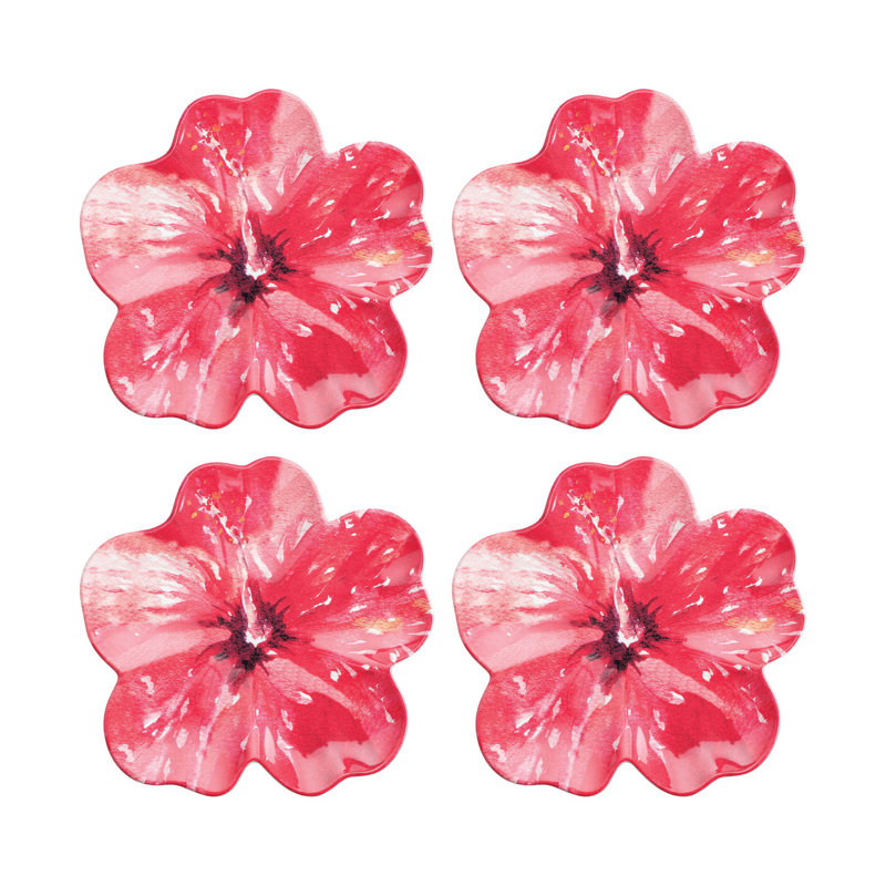 4-Piece Hibiscus 8" Melamine Plate