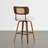 Upholstered Swivel Counter Stool with Walnut Bentwood Frame-1421055074-1421553972