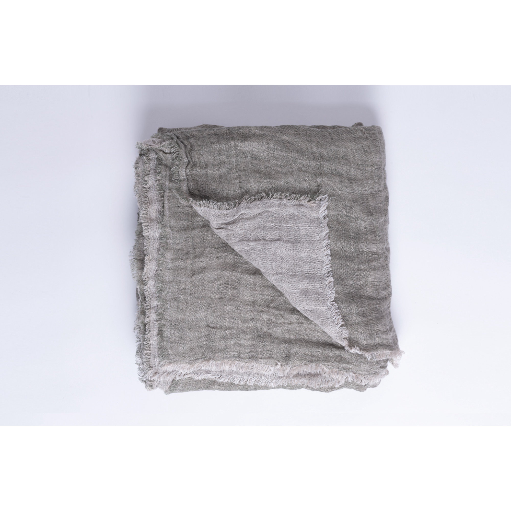 Brissia Linen Throw Blanket, Kale