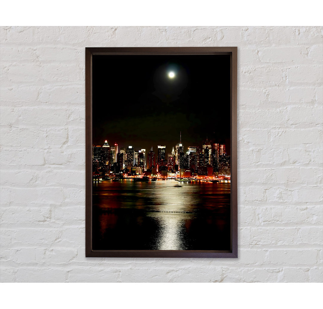 New York City Moonlit Glow - Einzelner Bilderrahmen Kunstdrucke auf Leinwand