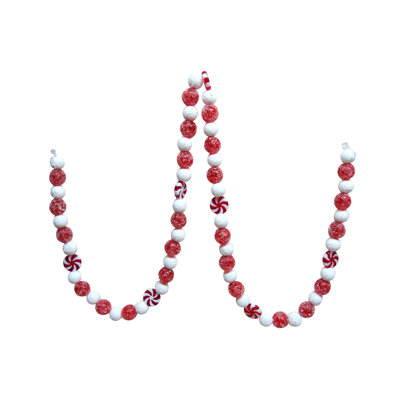 Guirlande de Noël 4 pi rouge et blanche bonbon à la menthe poivrée