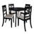 5-Piece Dining Set With Black Round Table And Black Upholstered Intricately Designed Back Chairs-403212713