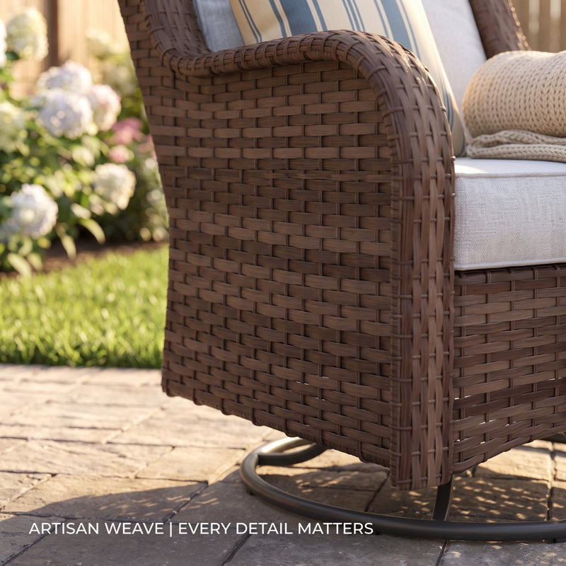 Chaise berçante de patio pivotante avec table d'appoint, Gris