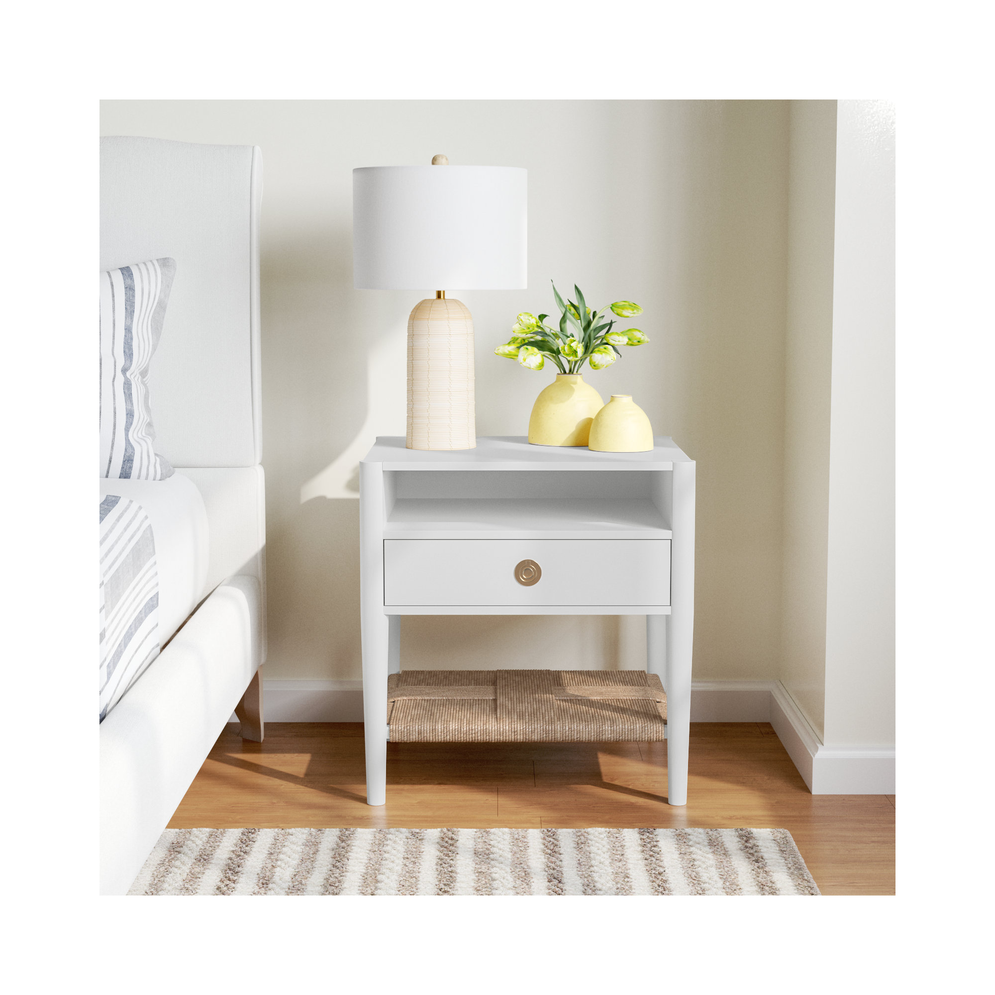 Madeline 1 - Drawer Nightstand, White