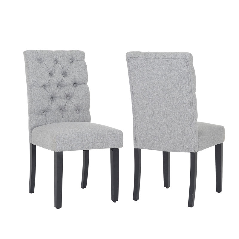 Chaise d'appoint rembourrée en lin capitonné Wren, gris, 2