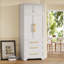 Armoire de cuisine de campagne de 78,2 po de hauteur avec 8 tablettes de porte, armoire de rangement avec 3 tablettes réglables, 3 grands tiroirs, armoire polyvalente-960234199