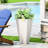 Matte White 13" Cast Stone Outdoor Planter - Enhance Appeal Of Your Backyard Planter, Tapered Design For A Contemporary Garden-458411849