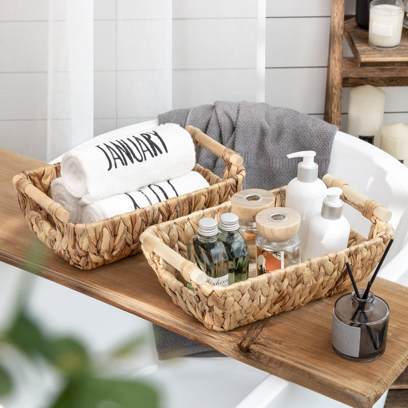Ensemble de paniers en osier tissé à la main, H 4,7 po x l 12 po x P 7,2 po, Naturel