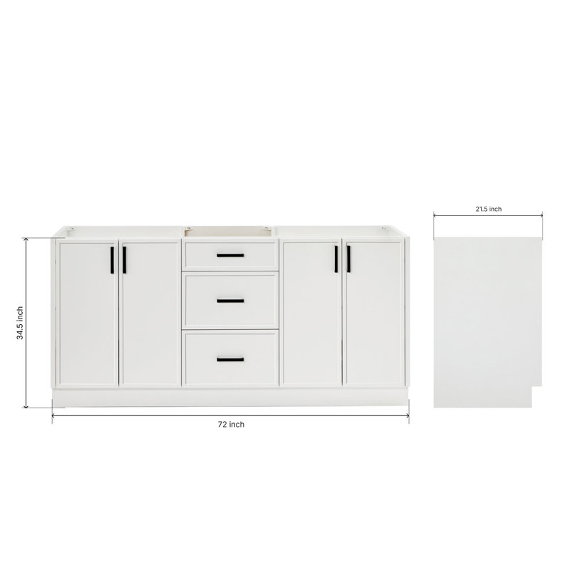 ARIEL Kelly 72 Double Bathroom Vanity Base Only, White