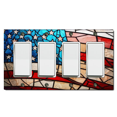 United States Flag Tile Glass Print USA Themed 4 - Gang Rocker Standard Wall Plate