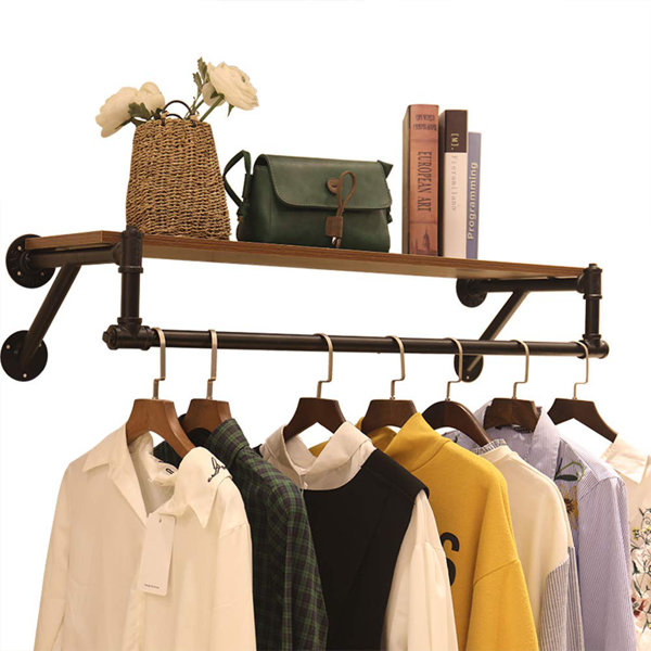 Rebrilliant Meranvil Metal Wall Mounted Clothes Rack | Wayfair