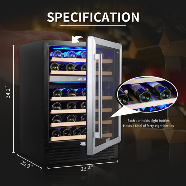 Kalamera Freestanding Refrigeration 22.8'' 80 Bottle Single Zone  Freestanding Wine Refrigerator