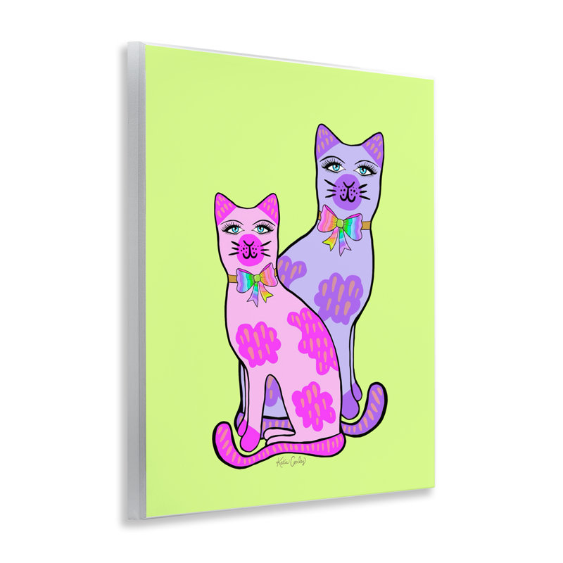 Plaque murale Funky Bright Cats, design par Katie Conley