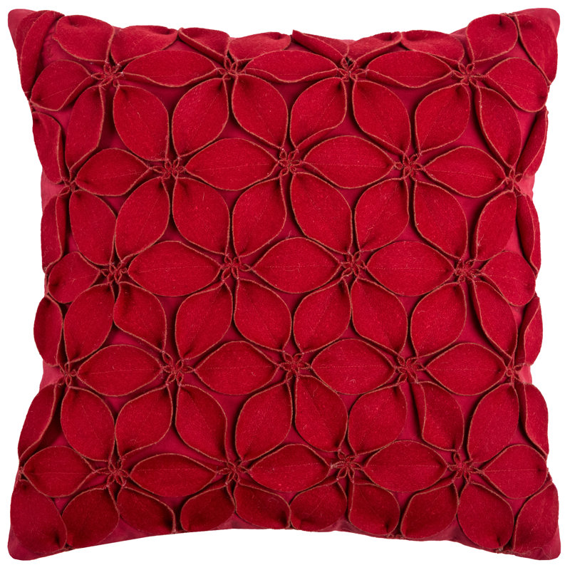 Square Cotton Pillow Cover & Insert, Red