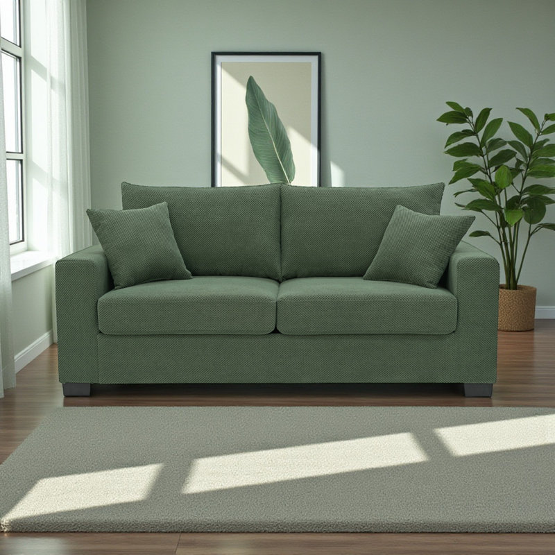 Causeuse rembourrée l 69 po Brooklington avec tissu texturé, 2 coussins décoratifs et pieds robustes en plastique