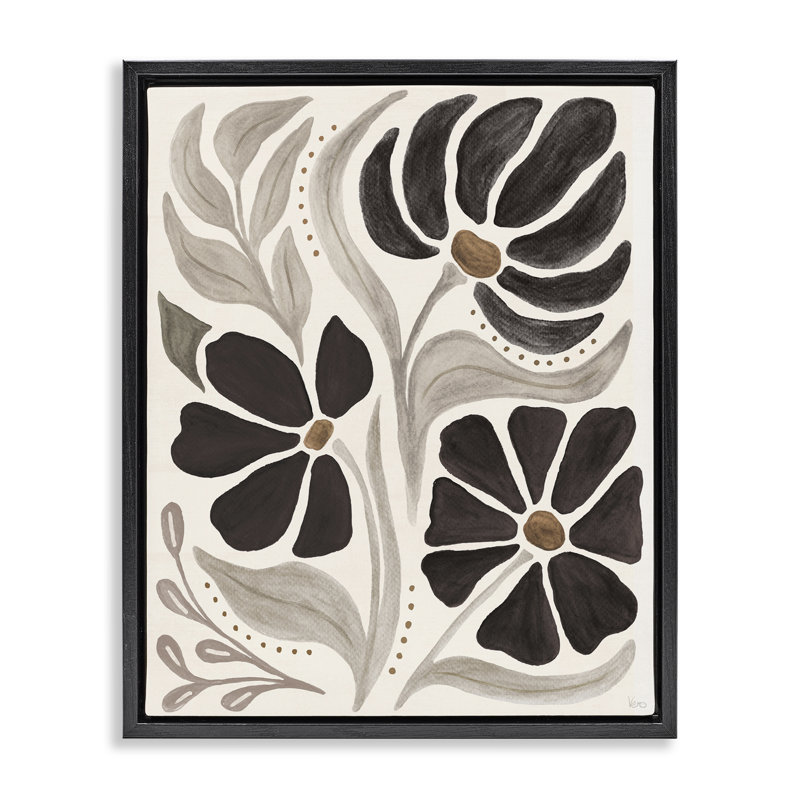 «Boho Curved Petals» encadrée par Flonique, par Véronique Charron, Cadre flottant noir de jais, H 21 po x l 17 po