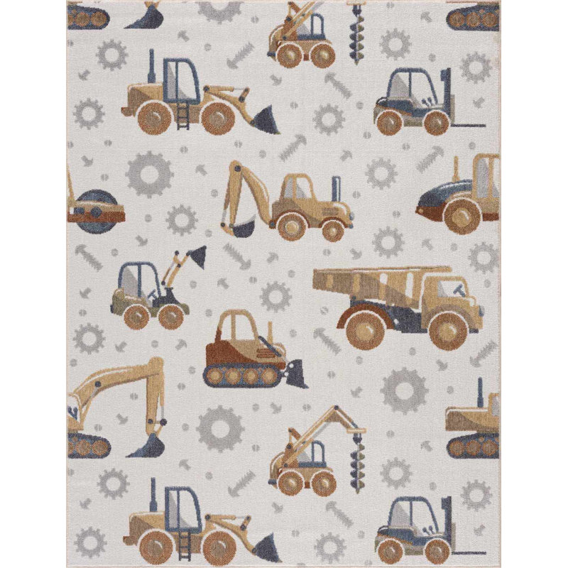 Tapis rectangulaire en polyester tissé à la machine Mochi, Rectangle 6 pi 7 po x 9 pi