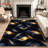 Abstract Wave Pattern Area Rug, Dark Blue Gold Swirl Design, Machine Washable Non Slip, Indoor Decor for Living Room Bedroom Entryway Front Door Kitchen Balcony Apartment Modern Home-129037076