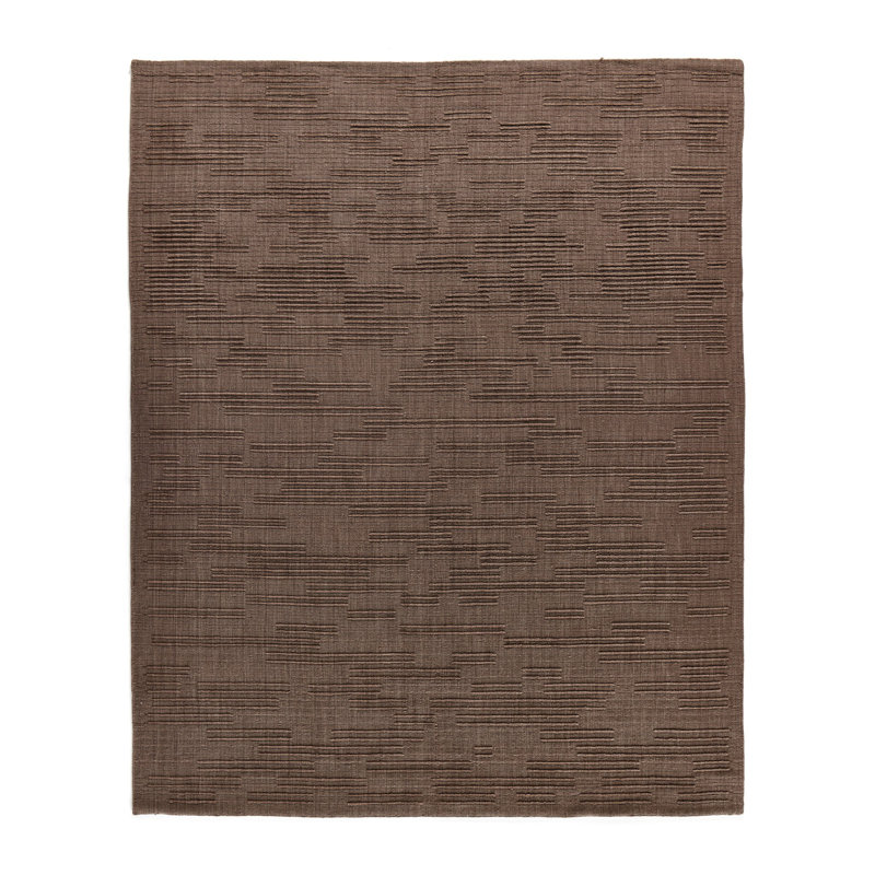 Geist Hand Loomed Wool Solid Color Area Rug in Green, Rectangle 10' x 14', Taupe