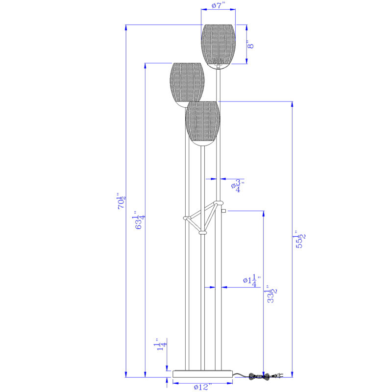 70.5'' Matte Black Torchiere Floor Lamp