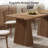63'' Solid Wood Dining Table for 4-6 People, Rectangular Top with Wavy Edge