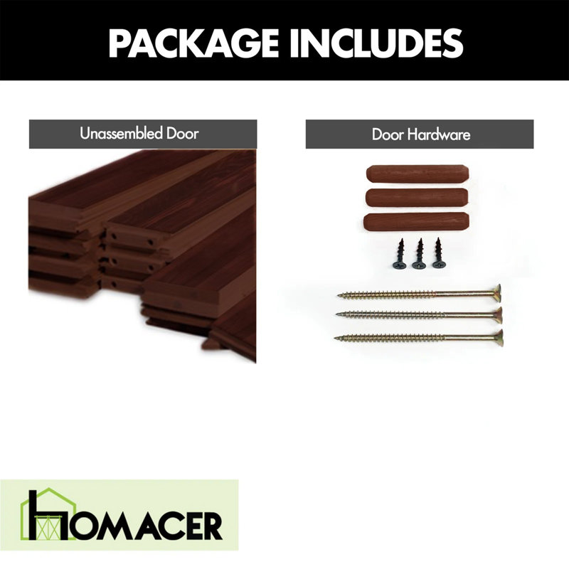Homacer 84'' Red Mahogany Solid Wood Barn Door