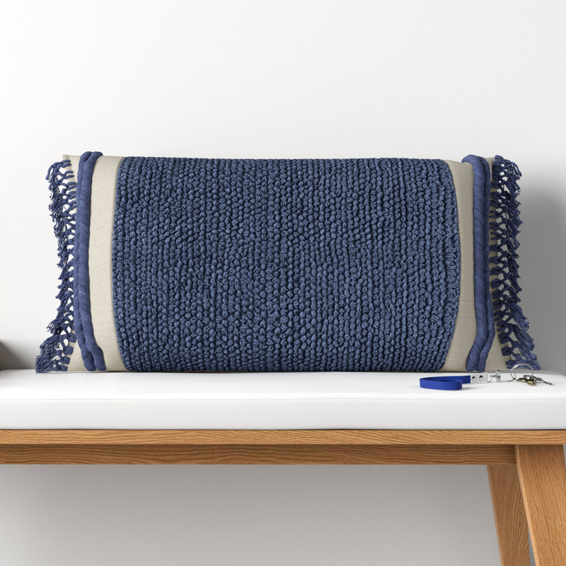 Rectangular Cotton Pillow Cover & Insert, Blue