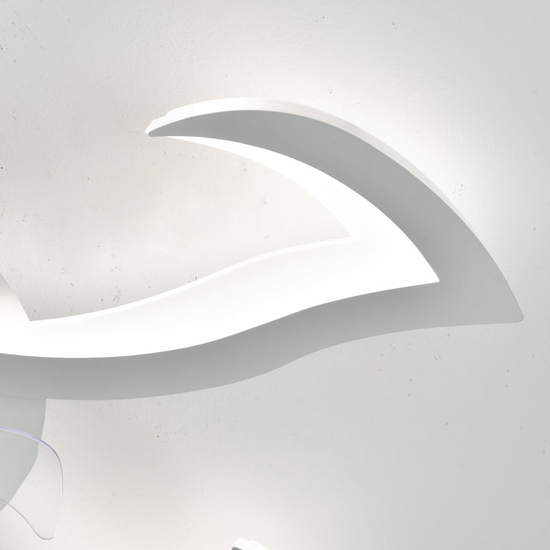 Ventilateur de plafond encastré blanc de 81 cm (32 po) avec éclairage DEL à intensité variable, profil bas, télécommande et application de contrôle, moteur CC silencieux réversible à 6 vitesses, installation facile pour la chambre et la cuisine
