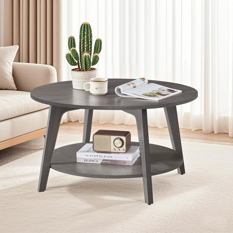 2 Tier Coffee Table With Storage, Gray