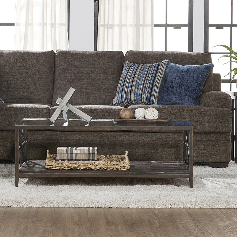 Canapé modulaire 2 pièces 8875Sec Hughes Furniture - Dewey bringé / gris indigo Peerless
