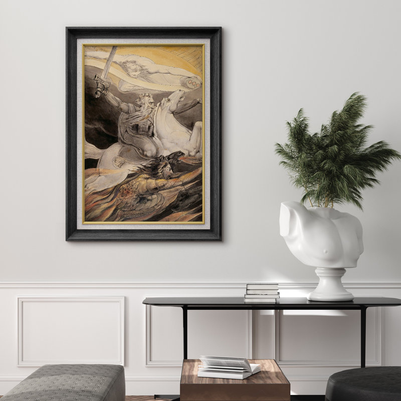 Divine bataille et vision céleste, H 36 po x l 26 po x P 1,5 po, Black Premium Frame