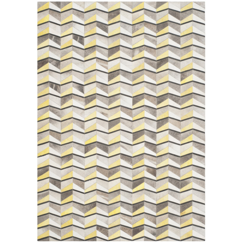 Tapis géométrique en cuir tissé à la main Aliquippa Studio, Rectangle 4 pi x 6 pi