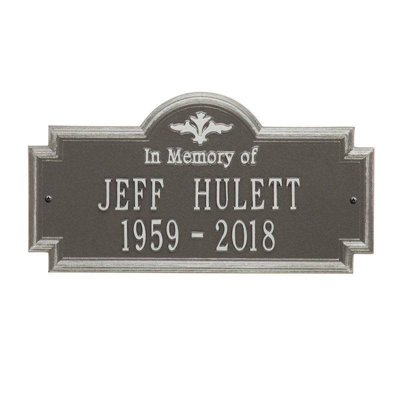Arlington 'In Memory of' Memorial Plaque, Yes, Pewter and Silver