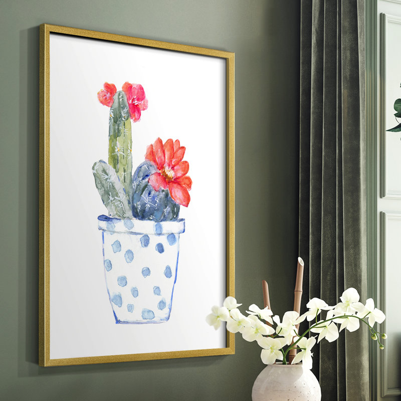 «Cactus and Succulent Blooms II», reproduction encadrée - bois massif, H 10 po x l 8 po