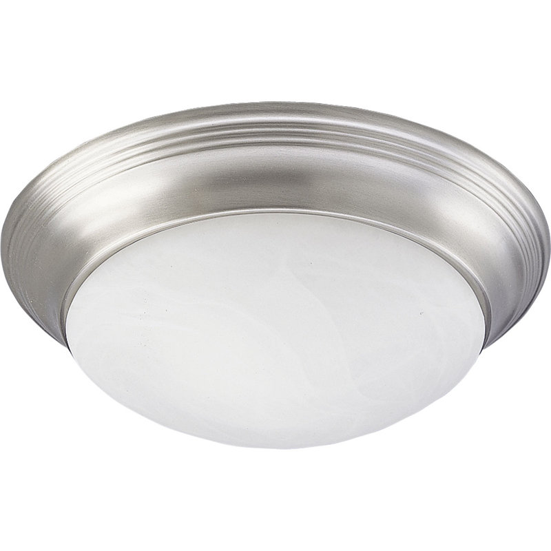 Bomberger Glass Flush Mount, Brushed Nickel, 4 3/4"H x 14"W x 14"D