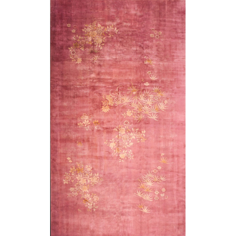 Hand Knotted Wool Area Rug in Pink