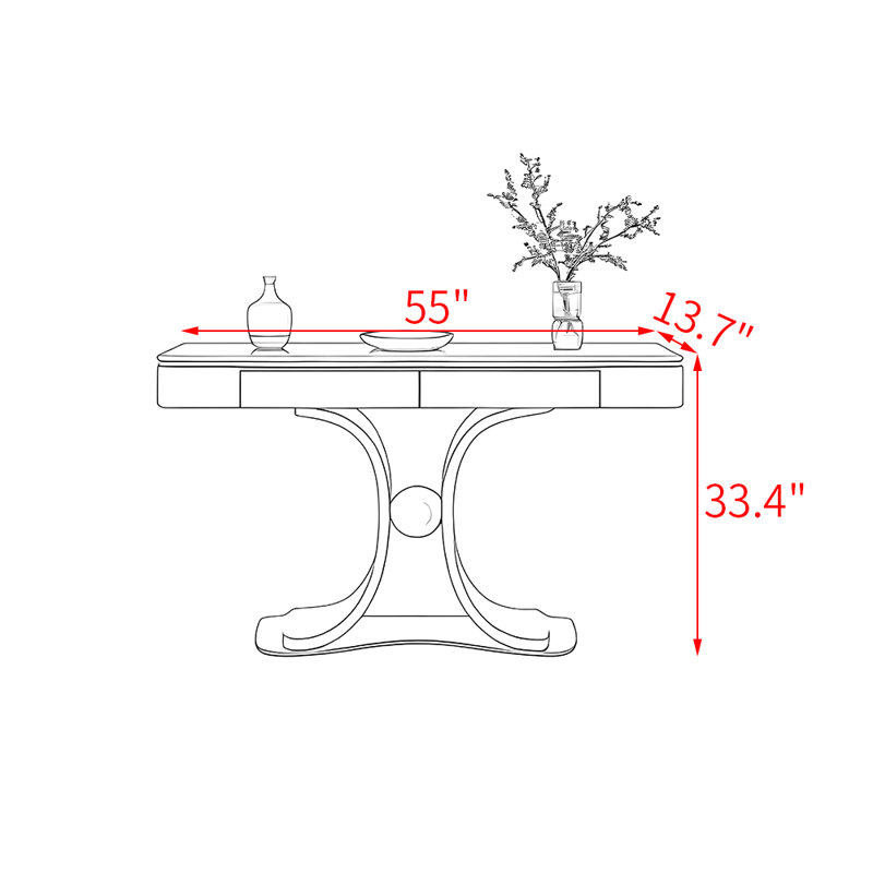 Console légère en métal de style luxueux, Vert, 33.4" H x 55" W x 13.7" D