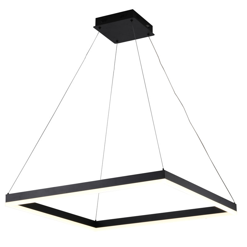 4-Light Matte Black Dimmable LED Chandelier With Acrylic Diffusers